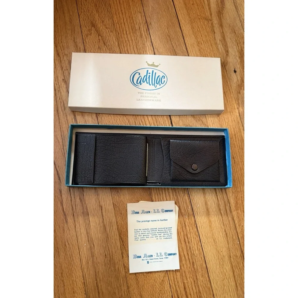 VTG 1970s Bona Allen Leather Wallet Bifold Brand New In Box Deadstock‎